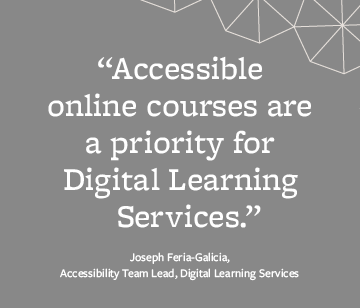 Accessible online courses are a priority for Digital Learning Services.