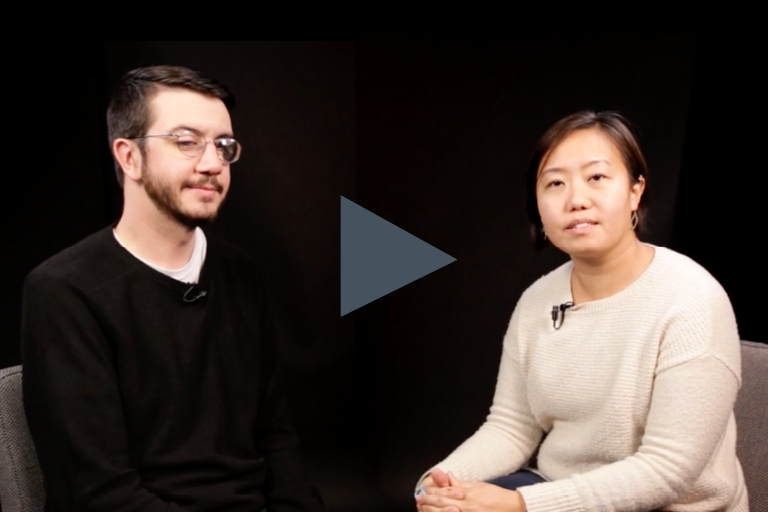 In this video, Will Butler, a white male with vision impairment is in an interview with an instructor, who is an asian-american female. 